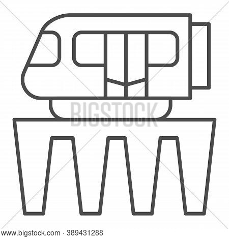 Monorail Train Thin Line Icon, Public Transport Concept, Monorail Subway Sign On White Background, M
