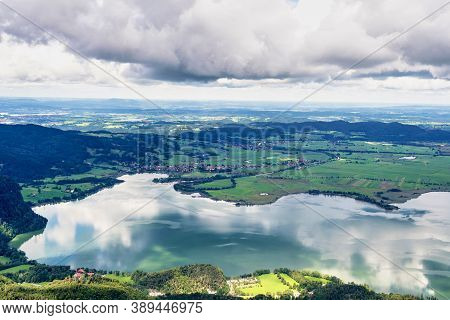 Landscape View From Famous Jochberg, Bavaria In Germany