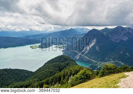 Landscape View From Famous Jochberg, Bavaria In Germany