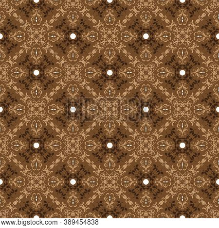 Beautiful Flower Motif On Jepara Batik Design With Simple Brown Color Design.