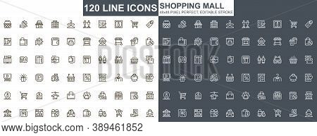 Shopping Mall Thin Line Icons Set. Customer Support, Order And Delivery Service Unique Design Icons.