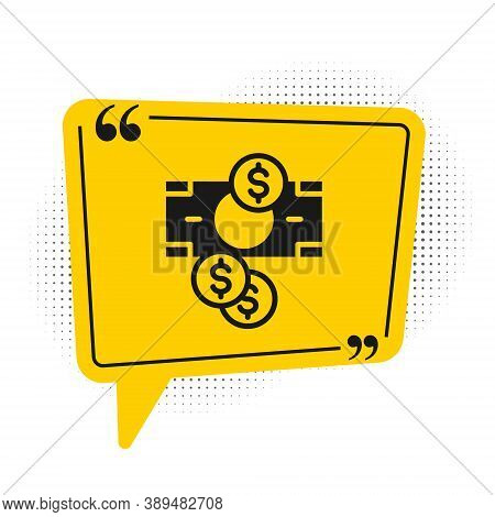 Black Stacks Paper Money Cash And Coin Money With Dollar Symbol Icon Isolated On White Background. M