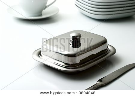 Silber Butterdose-komplett