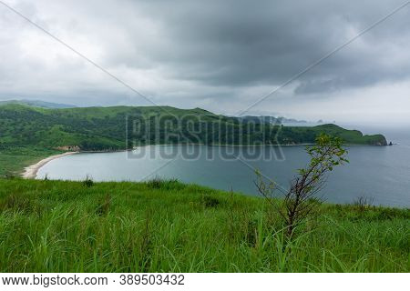 Bay Of The Sea From The Top Of The Hill Of The Mountainous Coast, Summer Landscape And Seascape In C