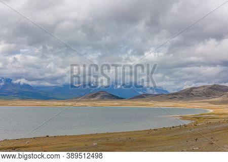 Wild Mountain Lake In The Altai Mountains, Summer Landscape, Mongolia Landscape. Altai Tavan Bogd Na