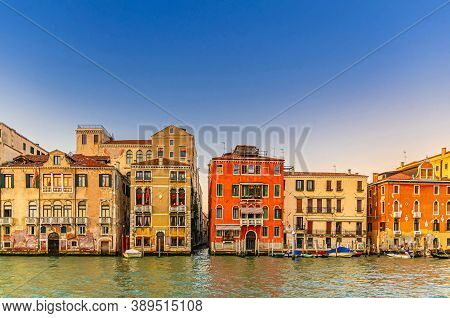 Row Of Baroque Style Buildings Palaces On Grand Canal Waterway In Venice Historical City Centre San 