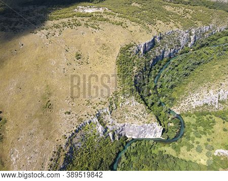Aerial View Of Iskar Panega Geopark Along The Gold Panega River, Bulgaria