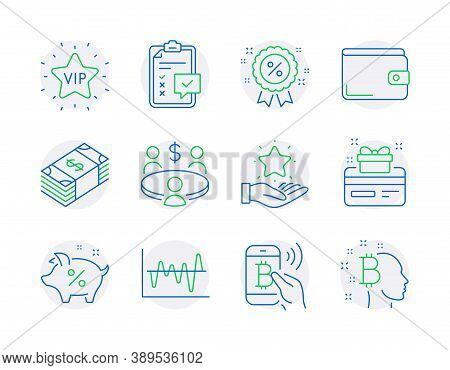 Finance Icons Set. Included Icon As Stock Analysis, Bitcoin Pay, Usd Currency Signs. Money Wallet, L