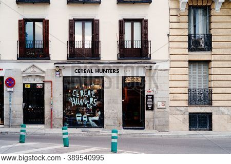 Madrid, Spain - 26 September 2020: Cereal Hunters Store Front In Chueca Quarter