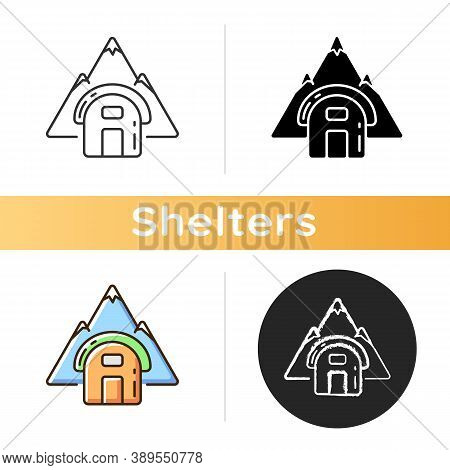 Bivouac Shelter Icon. Improvised Camp Site. Backpacking. Scouting. Temporary Tent. Encampment. Bivy 