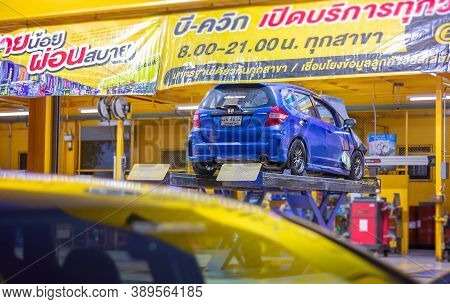 Bangkok, Thailand - October 07: Sporty Honda Compact Hatchback Being Serviced At B-quik In Bangkok O