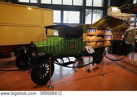 Istanbul, Turkey - September 20, 2020: Migros Truck Display In Rahmi M. Koc Industrial Museum.
