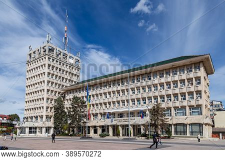 Targoviste,  Romania - September 30, 2020:  Dambovita County Council And Prefecture Building On Sept