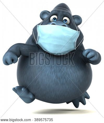 Fun 3D cartoon gorilla with a mask