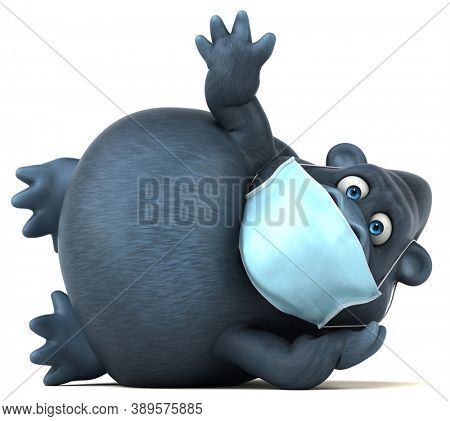 Fun 3D cartoon gorilla with a mask