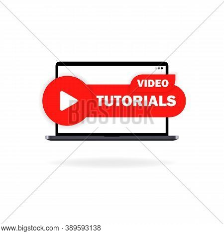 Video Tutorials Banner. Online Education. Cource. Vector Eps 10. Isolated On White Background