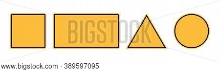 Blank Warning Road Sign. Yellow Street Board Set. Isolated Rectange And Square Sign. Collection Of R