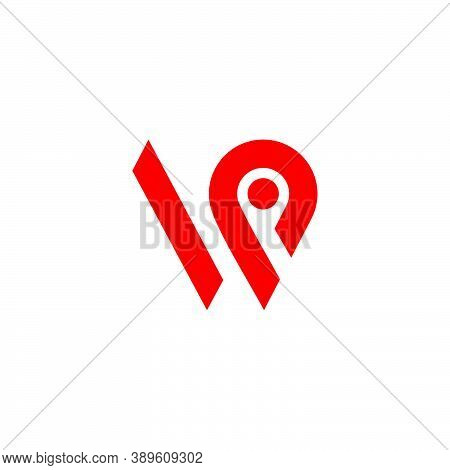 Letter Wp Simple Pin Location Symbol Geometric Stripes Line Logo Vector