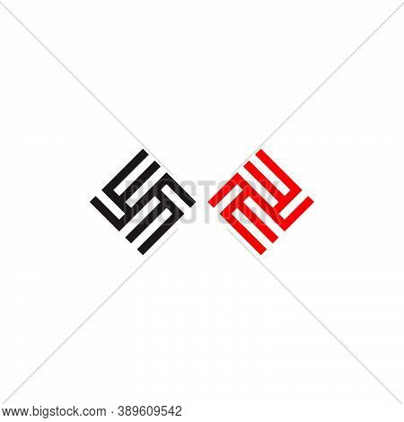 Abstract Letter Ee Square Geometric Linear Logo Vector