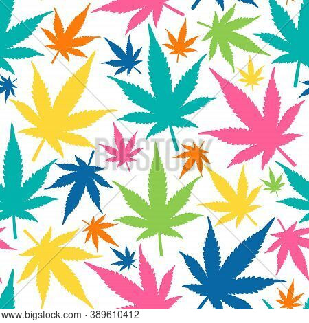Marijuana Leaves Seamless Vector Pattern. Cannabis Seamless Pattern. Pattern With Marijuana Leaf.
