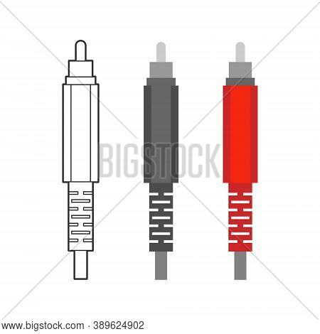 Various Electronic Wire Connectors And Inputs, Jacks And Plugs Vector Icon Set