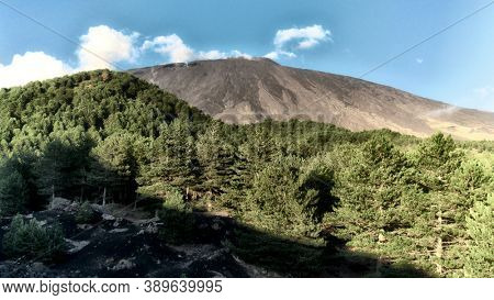 the Mountain in Sicily landscape, Etna Volcano is a landmark of outdoor tourism