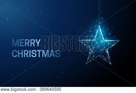Merry Chistmas Greeting Card With Star Christmas Toy.