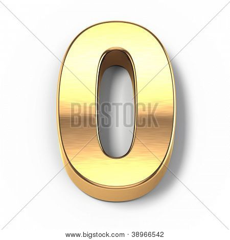 3D guld metal numre - nummer 0