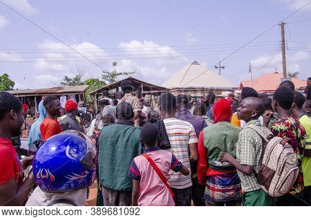 Lagos, Nigeria - October 12, 2020: Group Of Nigerian Youths Protesting Around The City About End Sar