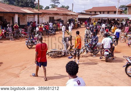 Lagos, Nigeria - October 12, 2020: Group Of Nigerian Youths Protesting Around The City About End Sar