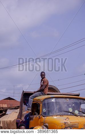 Lagos, Nigeria - October 12, 2020: Group Of Nigerian Youths Protesting Around The City About End Sar