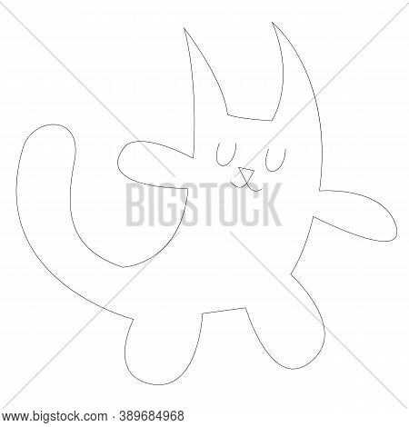 Vector Illustration Character Design Outline Of Cute Cat.draw Doodle Cartoon Style