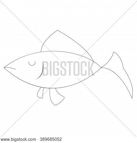 Vector Line Fish Art Isolated On White Background