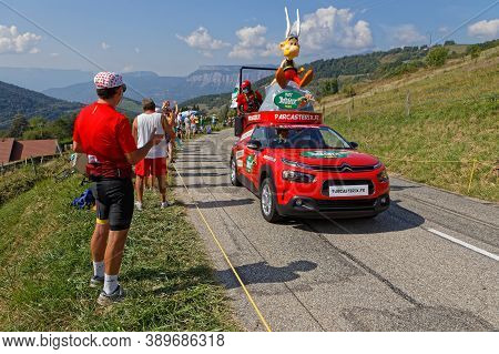 Revel, France, September 15, 2020 : Spectators And Advertsing Caravan On The Tour De France Roads. T