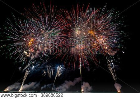 fireworks party on new year celebration at night