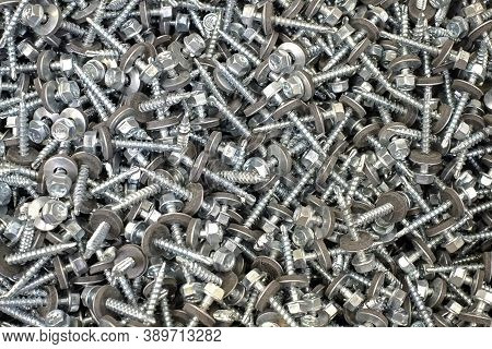 A Bunch Of Nails, Bolts, Screws To Create A Background