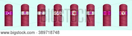 Set Of Cigar With Label Cartoon Icon Design Template With Various Models. Vector Illustration Isolat