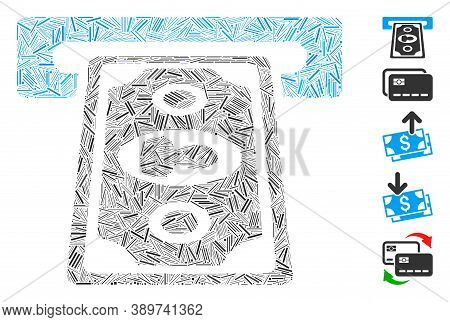 Line Mosaic Based On Cashpoint Terminal Icon. Mosaic Vector Cashpoint Terminal Is Composed With Rand