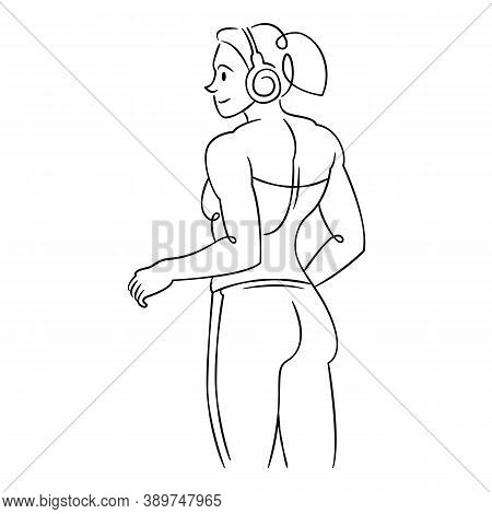 Young Woman Athlete, Girl Athletics In Sports Uniform. Continuous Single Line.flat Sketch Line Desig