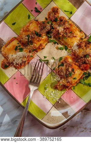 Authentic Italian Dinner Ravioli Ragu Alla Bolognese