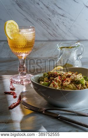 Sausage And Chopped Broccoli Penne Ragu Alla Bolognese With Lemonade