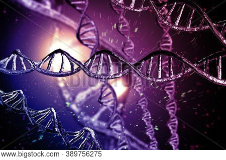 Abstract Dna Strand Double Helix Genetics 3d Illustration