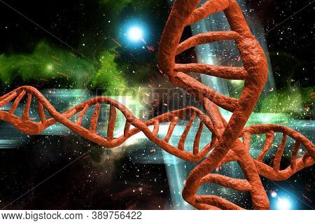 Abstract Dna Strand Double Helix Genetics 3d Illustration