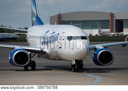 July 2, 2019, Moscow, Russia. Airplane Boeing 737-700 I Yakutia Airlines At Vnukovo Airport In Mosco