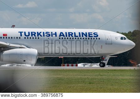 July 2, 2019, Moscow, Russia. Airplane Airbus A330-300 Turkish Airlines At Vnukovo Airport In Moscow