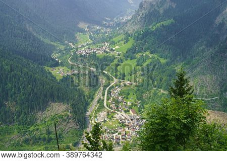 Mountain Landscape At Summer Along The Road To Colle Santa Lucia, Dolomites, Belluno Province, Venet