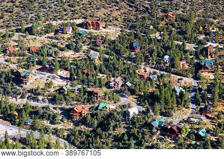 Vacation Homes On Residential Streets Surrounded By A Pine Forest On An Alpine Plateau Taken In Mt C