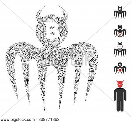 Line Mosaic Based On Bitcoin Spectre Devil Icon. Mosaic Vector Bitcoin Spectre Devil Is Formed With 
