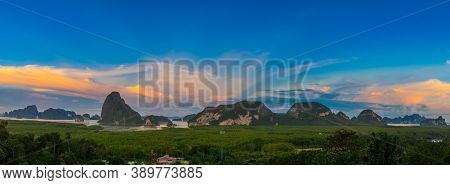Panorama Samet Nangshe View At Sunset Phangnga Thailand