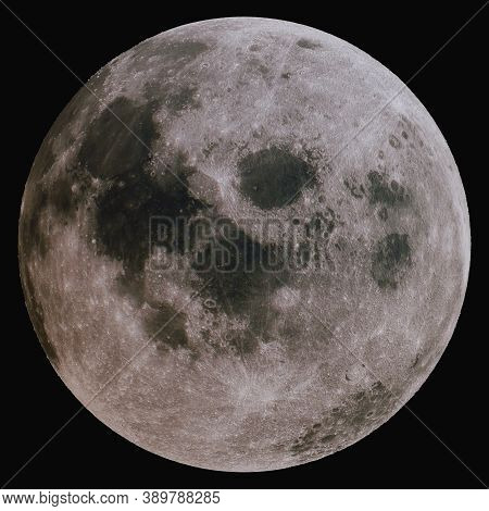 The Moon Is The Earths Satellite. Isolated On Black Background. Elements Of This Image Furnished By 